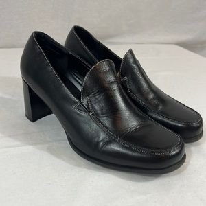 Cloud Walkers Women’s Sz 11WW Black Leather Villa Heeled Shoe w 3” heel